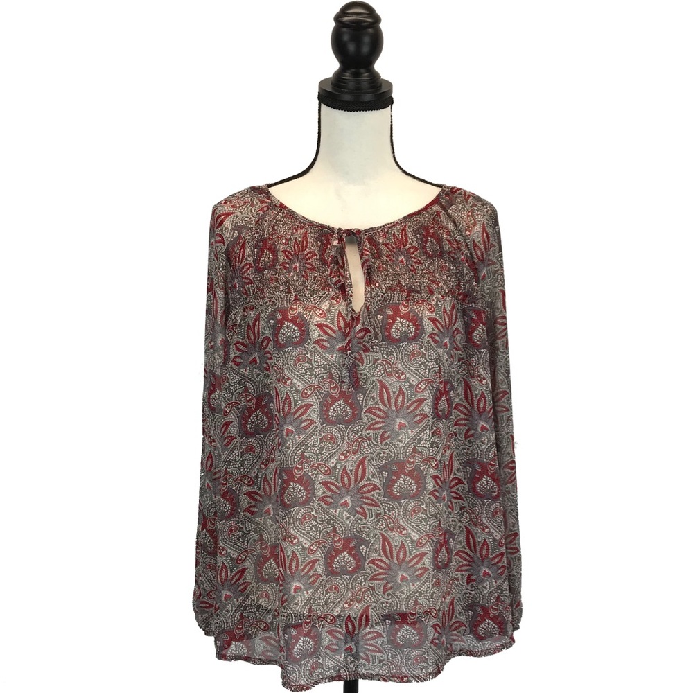 Gibson Peasant Boho Paisley Floral Blouse Top